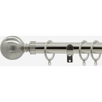 New Edge Blinds Stainless Steel 28mm Ball Fixed Length Metal Curtain Pole in Light Grey | Size: 270 cm