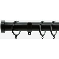 New Edge Blinds Matt Black 28mm Stud Fixed Length Metal Curtain Pole in Jet Black | Size: 125 cm