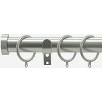 New Edge Blinds Brushed Steel 28mm Stud Fixed Length Metal Curtain Pole in Silver | Size: 320 cm