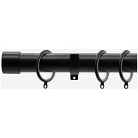 New Edge Blinds Matt Black 28mm End Cap Fixed Length Metal Curtain Pole in Jet Black | Size: 80 cm