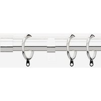 New Edge Blinds Polished Chrome 28mm End Cap Fixed Length Metal Curtain Pole in Metallic Silver | Size: 125 cm