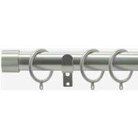 New Edge Blinds Brushed Steel 28mm End Cap Fixed Length Metal Curtain Pole in Silver | Size: 340 cm