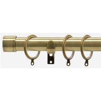 New Edge Blinds Antqiue Brass 28mm End Cap Fixed Length Metal Curtain Pole in Bronze | Size: 370 cm