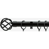 New Edge Blinds Matt Black 28mm Cage Fixed Length Metal Curtain Pole in Jet Black | Size: 250 cm