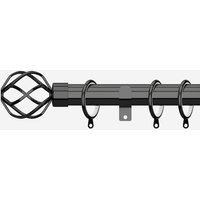 New Edge Blinds Black Nickel 28mm Cage Fixed Length Metal Curtain Pole | Size: 440 cm