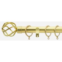 New Edge Blinds Brushed Gold 28mm Cage Fixed Length Metal Curtain Pole | Size: 240 cm