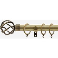 New Edge Blinds Antqiue Brass 28mm Cage Fixed Length Metal Curtain Pole in Bronze | Size: 190 cm