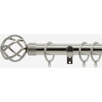 New Edge Blinds Stainless Steel 28mm Cage Fixed Length Metal Curtain Pole in Light Grey | Size: 80 cm