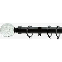 New Edge Blinds Matt Black 28mm Glass Bubbles Fixed Length Metal Curtain Pole in Jet Black | Size: 50 cm