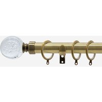 New Edge Blinds Antqiue Brass 28mm Glass Bubbles Fixed Length Metal Curtain Pole in Bronze | Size: 240 cm