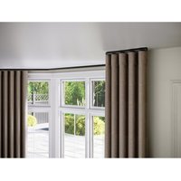 New Edge Blinds 28mm Styleline Gliding Curtain Pole Set with End Cap - Black | Size: 240 cm