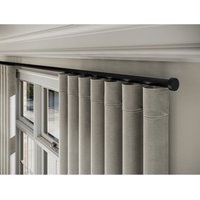 New Edge Blinds 28mm Styleline Gliding Curtain Pole Set with Stud End - Black | Size: 370 cm
