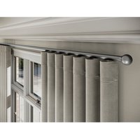 New Edge Blinds 28mm Styleline Gliding Curtain Pole Set with Ball End - Silver | Size: 450 cm