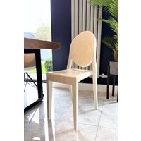 Fusion Living Ghost Style Plastic Victoria Dining Chair in Ivory