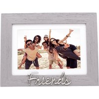 Happy Homewares Grey Woodgrain Effect Friends Picture Frame with Silver Letters - 6x4 or 7x5