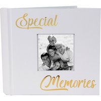 Happy Homewares Modern Special Memories Photo Album with Gold Foil Text - Holds 80 4x6 Pictures in White