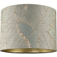 Dusty Silver Jacquard Cotton Lamp Shade Leaf Foil Leaves Silver