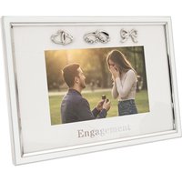 Happy Homewares Modern Engagement 4x6 Photo Frame in Nickel Plating with Double Rings in Silver