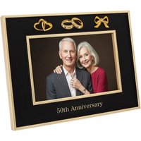 Happy Homewares 50th Anniversary Picture Frame in Matte Black with Brushed Gold Trim