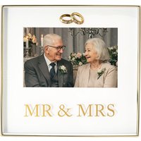 Happy Homewares Shiny Gold Mr & Mrs Square Frame with Diamante Rings