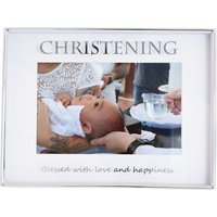 Happy Homewares Silver Christening 4x6 Picture Frame for Wall or Table Use