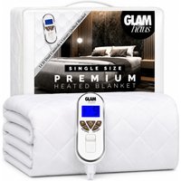 Glamhaus Electric Blanket Single Bed Size Heated Fitted Mattress Cover in White