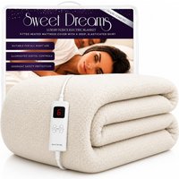Sweet Dreams Electric Blanket Single Bed Size Fleece Heated Fitted Mattress Cover in White