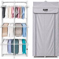 Glamhaus Electric Heated Clothes Airer Dryer Indoor Foldable Horse Rack 3 Tier in Off-White