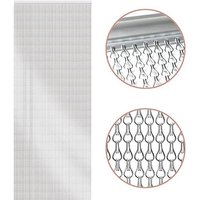 Glamhaus Silver Heavy Duty Fly Screen Aluminium Chain Curtain - For Flies, Wasps & Insects