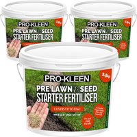 ProKleen Pre Lawn & Seed Starter NPK Grass Growth Fertiliser 3 x 2.5KG in Green