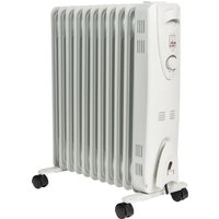MYLEK Electric Oil Filled Portable Radiator with Adjustable Thermostat 2.5kW in White