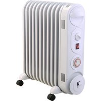 MYLEK White Electric Oil Filled Radiator Thermostat & 24 Hour Timer 2.5kW