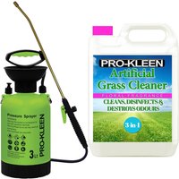 ProKleen 3L Pump Pressure Sprayer & Floral Scent Artificial Grass Cleaner 5L in Pink