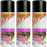 ProKleen Clear Lacquer Spray Protects & Seals Multi Surface Use Gloss 3 x 400ml