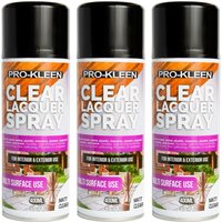 ProKleen Clear Lacquer Spray Protects & Seals Multi Surface Use Matt 3 x 400ml