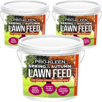 ProKleen Spring & Autumn Lawn Feed Grass Green Fertiliser 3 x 2.5KG