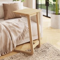 FWStyle Solid Natural Ash Wooden Sofa Snack Table in Brown