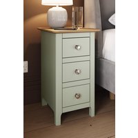 FWStyle Slim 3 Drawer Bedside Table Nightstand Oak Veneer Painted Finish Sage Green