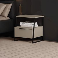 FWStyle Sage Green 1 Drawer Bedside Table Nightstand Black Metal