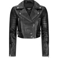 TruClothing Women's Leather Jacket Cross Zip Biker Brando Classic in Black | Size: 2XL