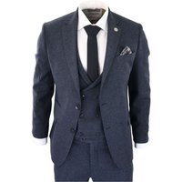 3 Piece Tweed Suit Blue Herringbone 52R