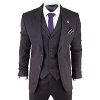 3 Piece Tweed Herringbone Suit Peaky Blinders Classic Tailored 50R