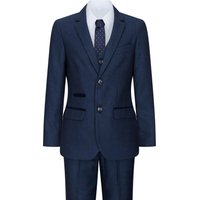 Paul Andrew Boy's Arthur 3 Piece Tweed Birdseye Suit in Navy | Size: 2 Years