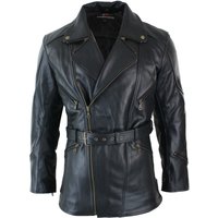 Belted Long Leather Moto Jacket CE Armour