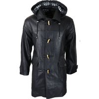 Duffle Leather Coat Fisherman Hooded