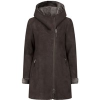 TruClothing Women's Sheepskin Toscana Suede Hood Coat in Brown | Size: 3XL