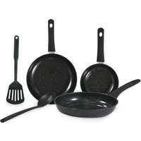 Carter & Clay 5pc Non Stick Cookware Frying Pans & Utensils Set in Black