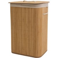 Libbi Lou Bamboo Laundry Basket with Lid 72L Washing Hamper in Light Brown