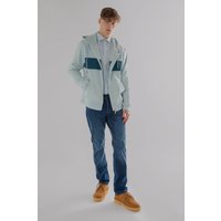 Panel Full Zip Hooded Hoodie Blue