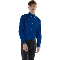 TopLook London Men's Mens Business Casual Shirt - Button Down Long Sleeve Shirt in Dark Navy | Size: Medium